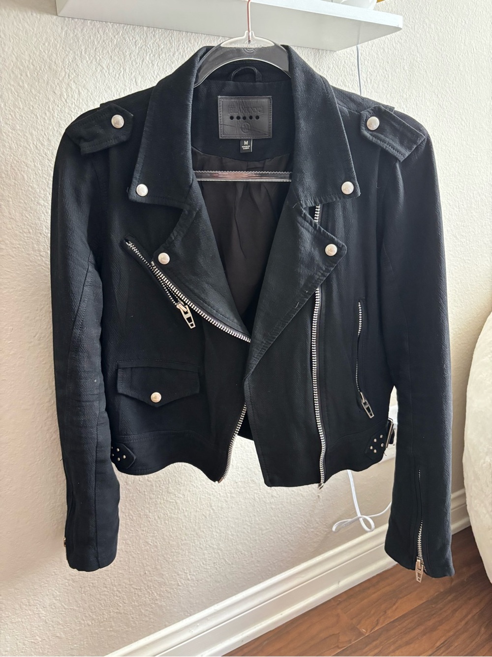 Blank NYC Black Asymmetric Moto Jacket with Silver Hardware